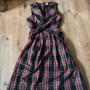J Crew Red Black Plaid Tartan Wrap Dress Size 10